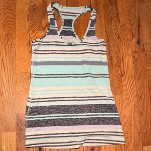 Lululemon Cool racerback running tank blue/grey stripe size 4?